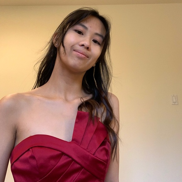 Cocktail/Homecoming Red Satin Dress - Picture 4 of 5